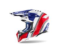 Airoh Aviator 3 Hima Motocross Helmet, white-red-blue, size 2XL for Men