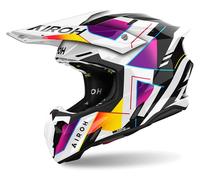 Airoh Twist 3 Rainbow Motocross Helmet, black-white-pink, size XS for Men