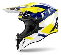 Airoh Wraaap Feel Motocross Helmet, white-blue-yellow, size XS for Men
