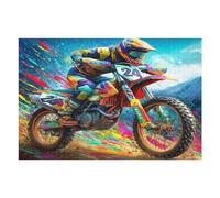 Off-road Motorcycle 1000 Pcs Jigsaw Puzzle Bundle Country Race Family Puzzle Lovers Fun Family Game Mindful Activity Spring Gift Precision Cut Cardboard 1000 PCS