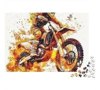 Off-road Motorcycle 1000 Piece Leisure Puzzle for Adults Motocross Rider Splashing through Mud Premium Thick Sturdy Challenging Stress Relief 52x38cm/1000pcs