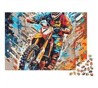 Off-road Motorcycle 1000 Piece Puzzle for Adults Motocross Rider Speeding through Mud Splash Challenging Premium Thick Sturdy Vibrant Stress Relief Decor 70x50cm/1000pcs