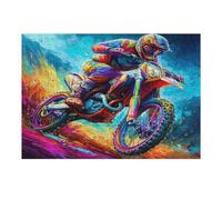 Off-road Motorcycle 300 Pcs Jigsaw Puzzle Bundle Country Race Family Puzzle Lovers Fun Family Game Mindful Activity Spring Durable Cardboard 300 PCS