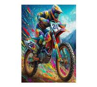Off-road Motorcycle 300 Pcs Jigsaw Puzzle Bundle Country Race Family Puzzle Lovers Fun Family Game Mindful Activity Spring Cardboard 300 PCS