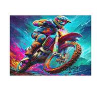 Off-road Motorcycle 500 Pc DIY Jigsaw Puzzle Country Race Puzzles for Adults Teens Hard Challenging Team Building Stress Reducing Autumn Rigid Cardboard 500 PCS