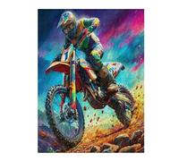 Off-road Motorcycle 500 Pcs Jigsaw Puzzle Bundle Country Race Puzzle for Adults Teens 14+ Fun Family Game Mindful Activity Spring Gift Precision Cut Board 500 PCS