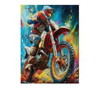 Off-road Motorcycle 500 Piece Jigsaw Puzzle for Adults Country Race Meditation Aid Mindful Practice Detailed Design for Yoga Enthusiasts 500 PCS