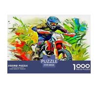 Off-road Motorcycle Challenging Puzzles 1000 Pc - Motocross Rider Paint Splatter Vibrant Action for Men And Women Recycled Paper Educational Game Challenge38x26cm/1000pcs