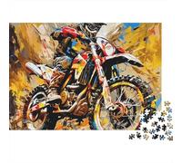 Off-road Motorcycle Jigsaw Puzzle Colorful Bike Display 1000 Pieces Cardboard Premium Stress Relief Nursing Home Activity for Seniors Adults Family Beginners Enthusiasts 38x26cm/1000pcs