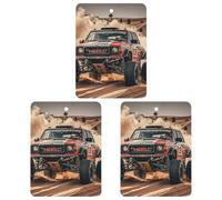 Off-road Racing Car Air Freshener, 3 Pcs Square Hanging Air Freshener Cards, Long Lasting Fragrance Scented Cards for Car, Home, Office Black-style