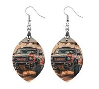 Off-road Racing Wooden Earrings for Women, Vintage Elegant Wood Jewelry, Lightweight Earrings for Wedding, Party, Everyday Jewelry Gift, Circular, Wood, wood