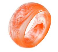 Off Round Abstract Watery Orange Acrylic Bangle Bracelet - Medium Size
