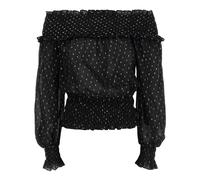 Off-Shoulder Chiffon Top, female, Self Portrait, Blouses, Black, 2XS, Blouses & Shirts 2XS