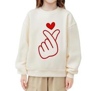 Off Shoulder Heart Print Hoodie for Boys Cozy Winter Loose Fit Pullover Casual Streetwear Top 18-24 Months Girls Clothes Red T Shirt Valentine's Day Dress Baby Girl Jumper