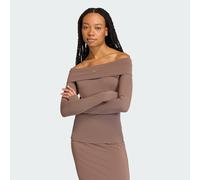 Adidas Originals Off-shoulder Long Sleeve T-shirt Brown M Woman