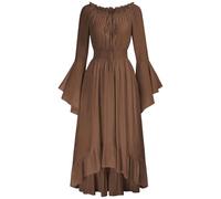 Off Shoulder Puff Sleeve Renaissance Cottage Pirate Dress Halloween Costume | Off The Shoulder, Front Tie, Smocked Waist, Lightweight Fabric, for Cosplay & Ren Faire