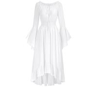 Off Shoulder Puff Sleeve Renaissance Cottage Pirate Dress Halloween Costume | Off The Shoulder, Front Tie, Smocked Waist, Lightweight Fabric, for Cosplay & Ren Faire