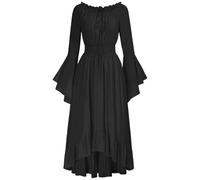 Off Shoulder Puff Sleeve Renaissance Cottage Pirate Dress Halloween Costume | Off The Shoulder, Front Tie, Smocked Waist, Lightweight Fabric, for Cosplay & Ren Faire