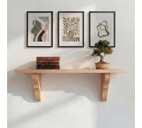 Off the Grain Rustic Solid Wood Shelf With Matching Wooden Supports- 30Cm