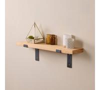 Off The Grain Solid Oak Shelf With Brackets - 150Cm Wooden Shelf With Brackets