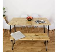 Off The Grain Solid Wood Dining Table And Bench Set - 120Cm
