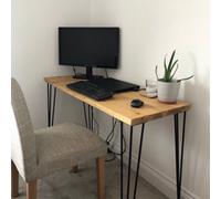 Off The Grain Wooden Computer Desk With Hairpin Legs - Solid Wood Office Desk