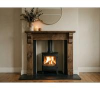 Off The Grain Wooden Fire Surround - Solid Pine Mantel, Dark Wood - H110Cm X L130Cm