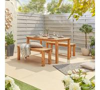 Off The Grain Wooden Garden Table And Bench Set - 180Cm Length With Two Benches - Minimal Assembly Required