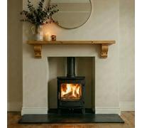 Off The Grain Wooden Mantel Shelf - Solid Pine With Corbels, Medium Wax - L120Cm