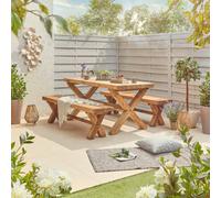 Off the Grain Wooden Outdoor Table And Bench Set - 200Cm (L)