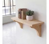 Off The Grain Wooden Wall Shelf 30Cm - Rustic Shelf With Brackets - Solid Wood - Natural