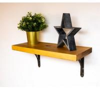 Off The Grain Wooden Wall Shelf, Rugger Brown Rustic Shelf With Brackets , 130Cm (L)