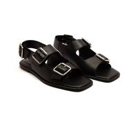 Off The Hook 'baker' Slingback Cross Strap Leather Flat Sandals In Black Black 6