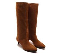 Off The Hook Fern Suede Leather Knee-High Kitten Heel Boots In Tan Tan