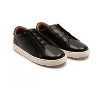 Off the Hook Men's EVERS' Boys Leather Trainer Elastic Lacing Fasting Sneaker Shoes in Black | Size: 4 Off the Hook Black 4