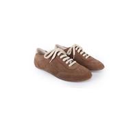 Off The Hook Morgan Suede Casual Lace-Up Low-Top Trainers In Brown Brown