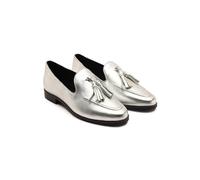 Off The Hook Moselle Leather Tassel Loafers In Silver Silver 7
