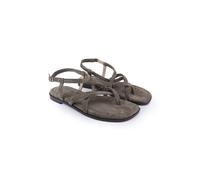 Off The Hook Natalie Suede Leather Flat Strappy Sandals In Khaki Khaki
