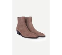 Off The Hook Orion Suede Western Cuban-Heel Ankle Boots In Taupe Taupe