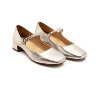 Off The Hook 'piccadilly' Block Heel Leather Heeled Mary Janes Shoes In Silver Silver 5