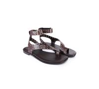 Off The Hook Quinn Leather Studded Toe Loop Sandals With Ankle Strap In Brown Brown