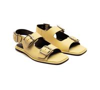 Off the Hook Women's 'BAKER' Slingback Cross Strap Leather Flat Sandals in Yellow | Size: 3 Off the Hook Yellow 3