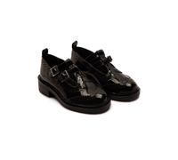 Off the Hook Women's Holly Leather Double Buckle Brogue School Shoes in Black | Size: 1 Off the Hook Black 1