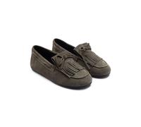 Off the Hook Women's Kennet Suede Fringe Moccasin Loafers in Khaki | Size: 3 Off the Hook Khaki 3