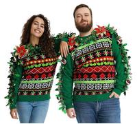 OFF THE RACK Christmas Sweater Men Women Unisex Ugly Funny Chunky Fair Isle Knitted Festive Crew Neck Long Sleeve Pullover for Party Fab Festive Fair Isle XXL
