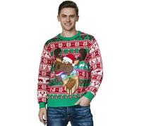 OFF THE RACK Men's Unisex Led Light Up Ugly Christmas Jumper for Men & Women Sweater, Dis Rudy, Who Dat?, S UK