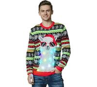 OFF THE RACK Men's Unisex Led Light Up Ugly Christmas Jumper for Men & Women Sweater, Mr Llama Lover, 3XL UK