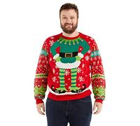 OFF THE RACK Ugly Christmas Sweater, Funny Chunky Fair Isle Jumper with Santa Reindeer Snowflake,Unisex Festive Knitted Xmas Pullover Long Sleeve Pullover for Party, 3XL