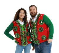 OFF THE RACK Ugly Christmas Sweater Men Women Unisex Funny Chunky Knitted Festive Pullover Cardigan Sweater for Party L