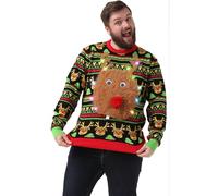 OFF THE RACK Unisex Men's Christmas LED Jumper Light Up Funny Santa Rudolph Llama Reindeer Xmas Tree Women's Sweaters 3XL